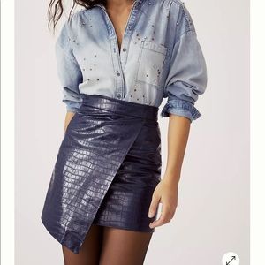 Asymmetrical Faux Leather Mini Skirt